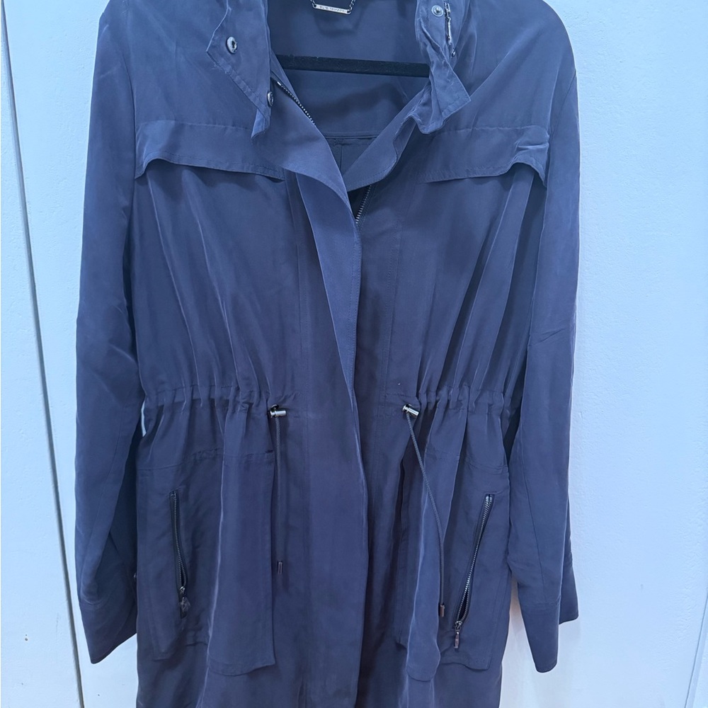 Elie Tahari Blue and Purple Trench Coat with Relaxed Fit